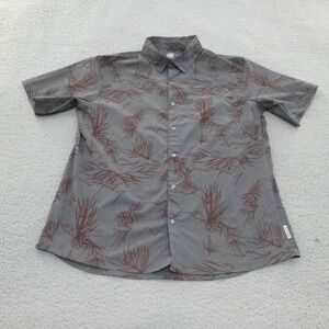Club Ride Shirt Mens Large Button Up Gray Pinecone Bicycle Print Mountain Bike